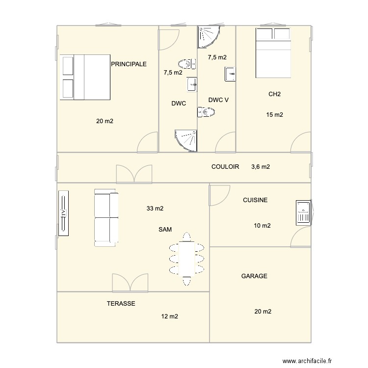 MAISON VILLAGE 2C. Plan de 9 pièces et 124 m2