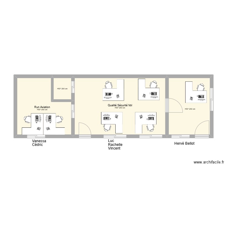 Hangar r+2 coté Ouest. Plan de 4 pièces et 45 m2