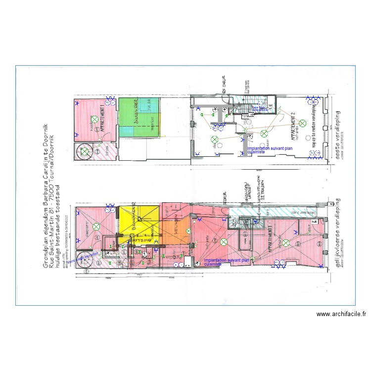 Plan CARDIJN Electricite RDC et R1. Plan de 0 pièce et 0 m2