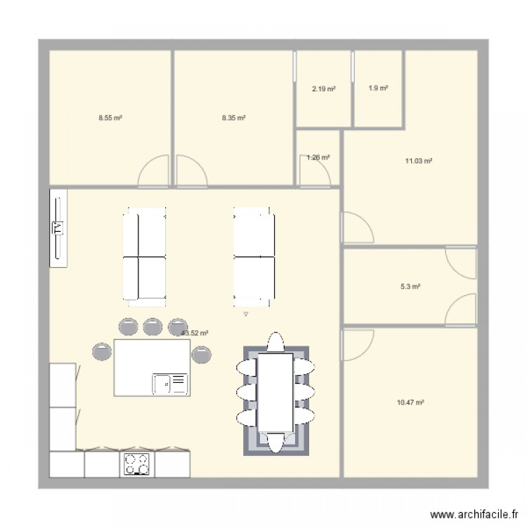 Maison Plein Pied Carré Plan Dessiné