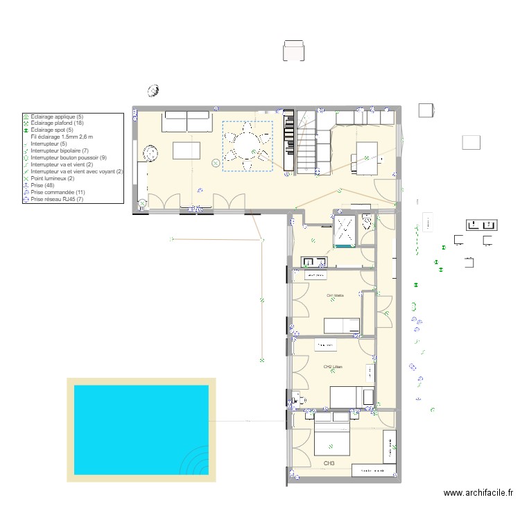 projet maison alpilles. Plan de 10 pièces et 103 m2