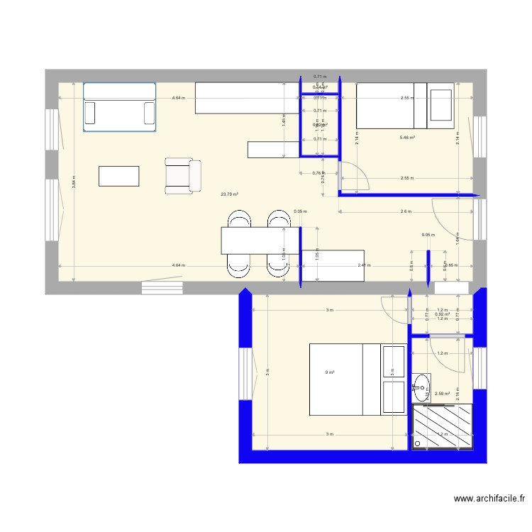 Appt Courchevel agrandi si 15m2. Plan de 0 pièce et 0 m2