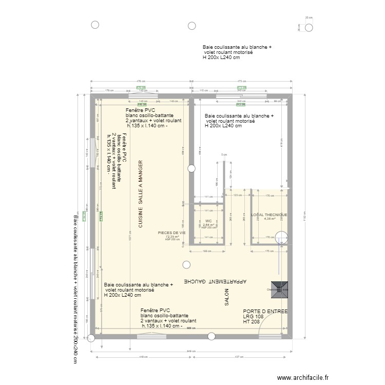 PLAN MESURE DE REL  APPARTEMENT GAUCHE 15/10. Plan de 0 pièce et 0 m2
