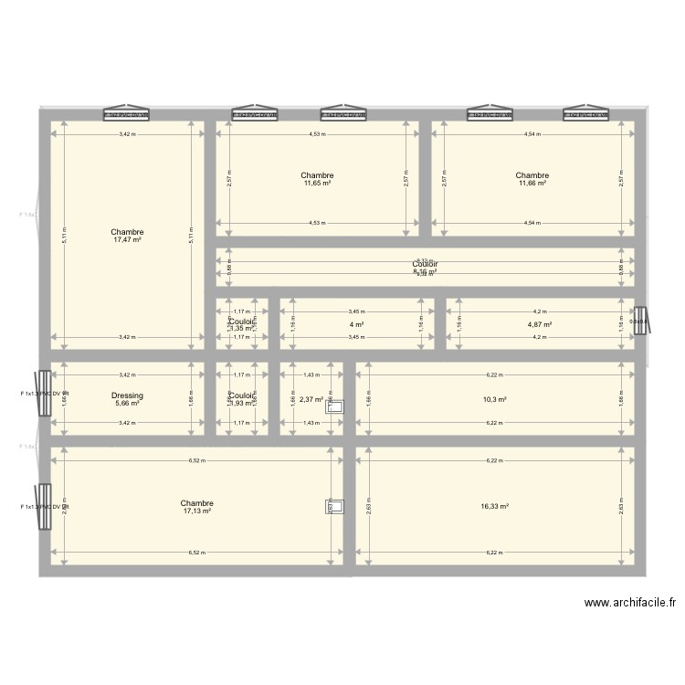 Haidouss. Plan de 22 pièces et 203 m2