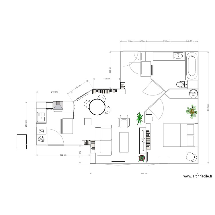 Home. Plan de 9 pièces et 48 m2