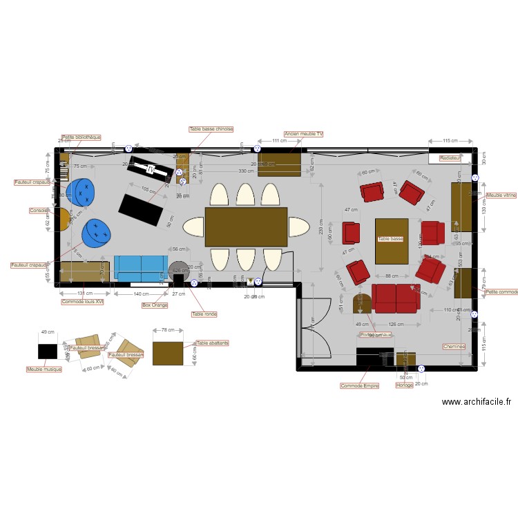 Bureau PC. Plan de 1 pièce et 46 m2