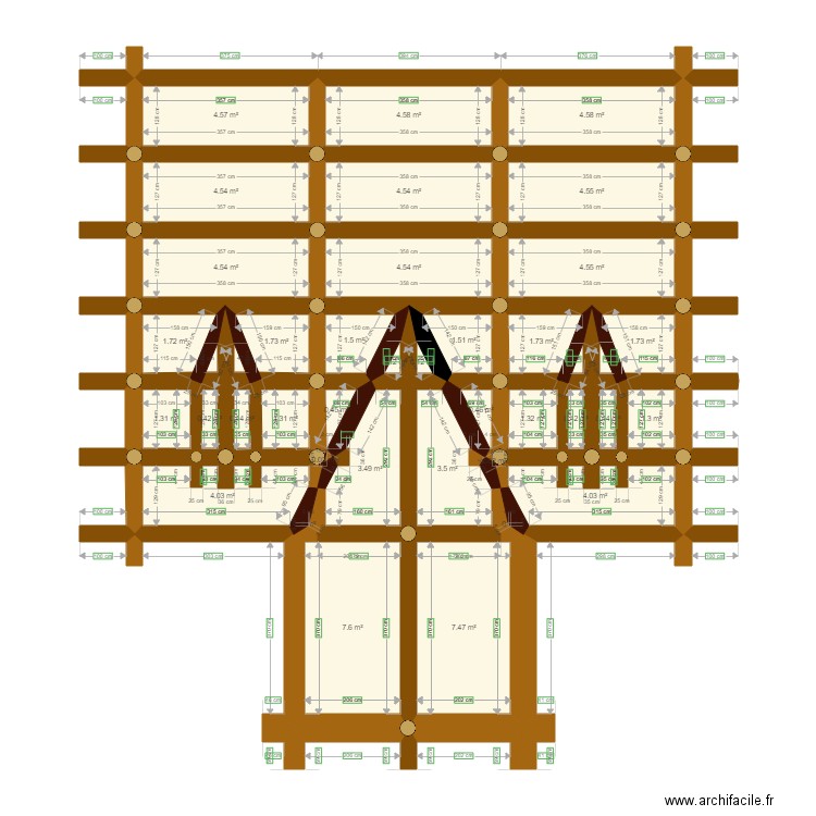 Maison saint Pourçain sur Sioule Vue de dessus charpente . Plan de 0 pièce et 0 m2