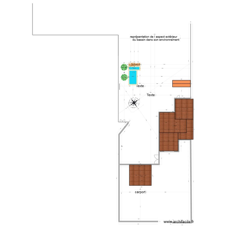 plan du projet  bassin. Plan de 2 pièces et 136 m2