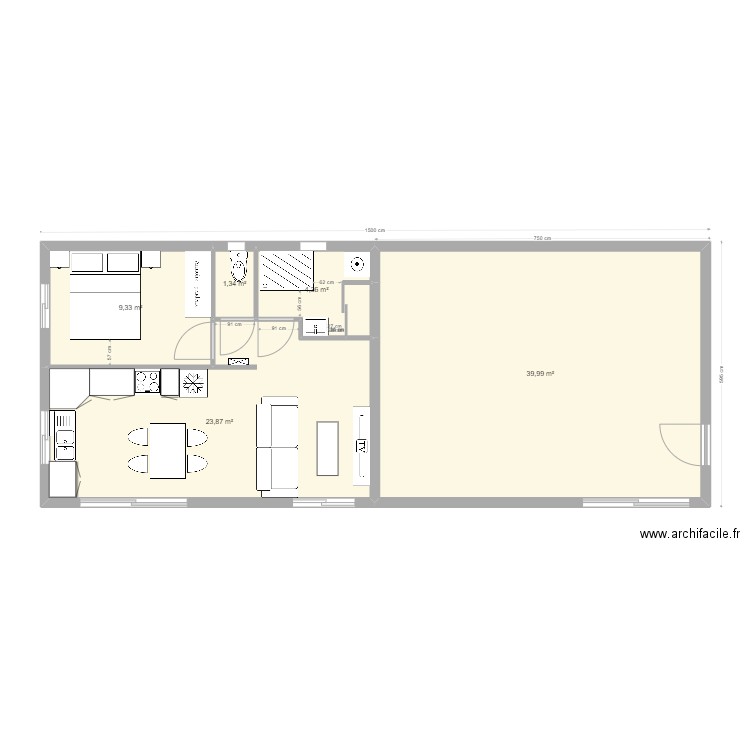 Bézaves 4. Plan de 5 pièces et 79 m2