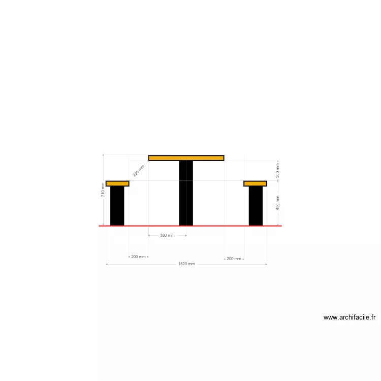 TABLES CLERMONT + BANCS. Plan de 