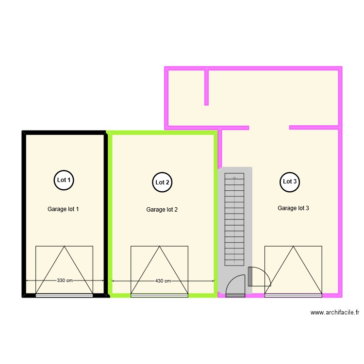 garage lot 1/2/3. Plan de 5 pièces et 101 m2