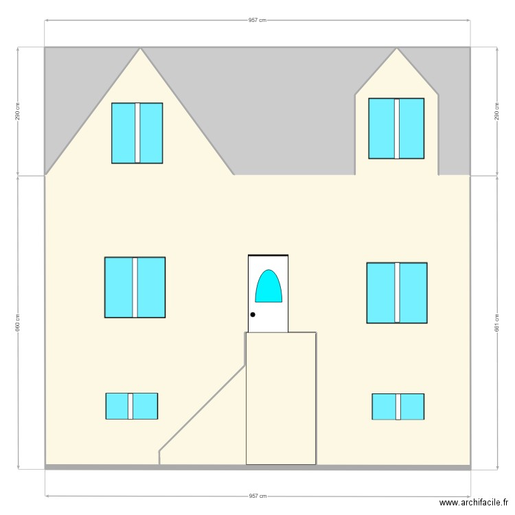 Façade Ouest1 après travaux. Plan de 0 pièce et 0 m2