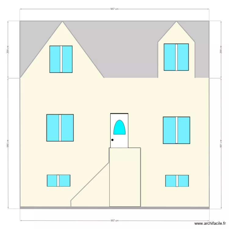 Fa&ccedil;ade Ouest1 apr&egrave;s travaux. Plan de 