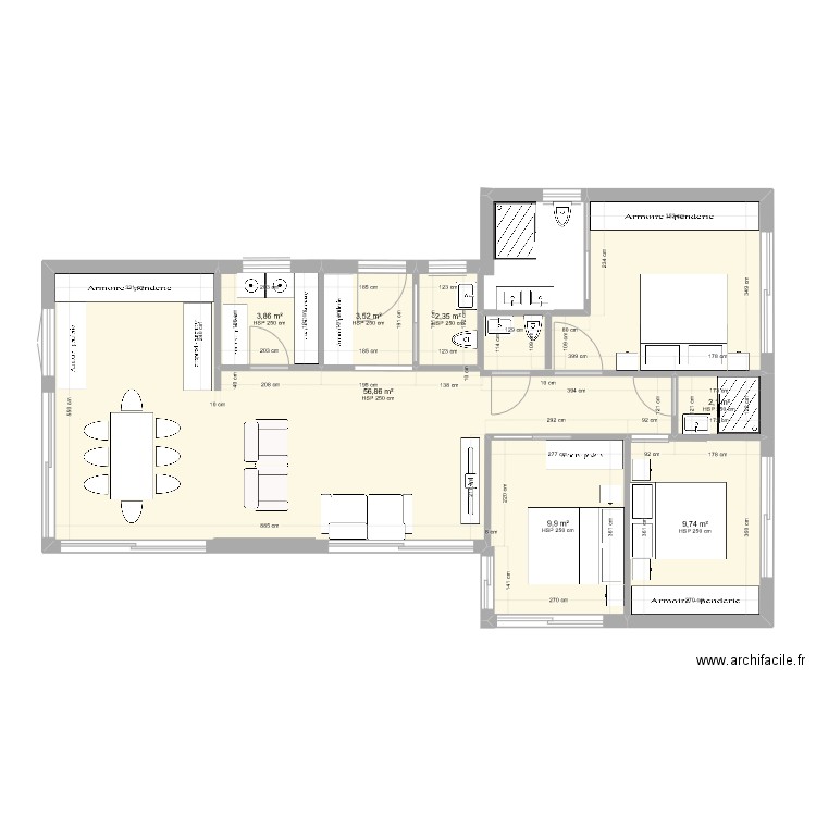 plan rez 3. Plan de 7 pièces et 88 m2