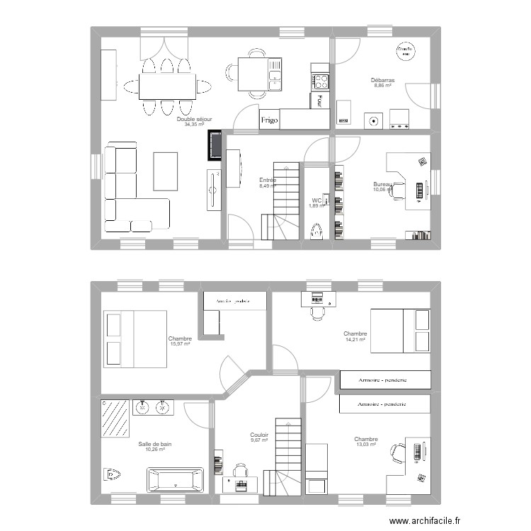 Projet maison - RDC (11 x 7). Plan de 0 pièce et 0 m2
