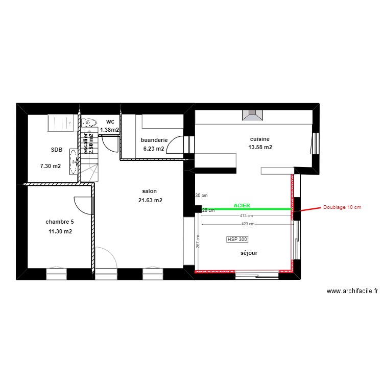 PLAN EXISTANT RDC MARSON. Plan de 0 pièce et 0 m2