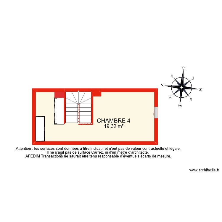 BI 9789 ETAGE 2. Plan de 4 pièces et 22 m2