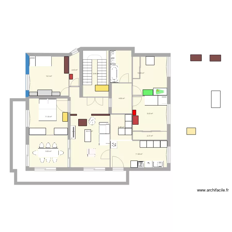 MAISON 4 CHAMBRES DRESSING. Plan de 