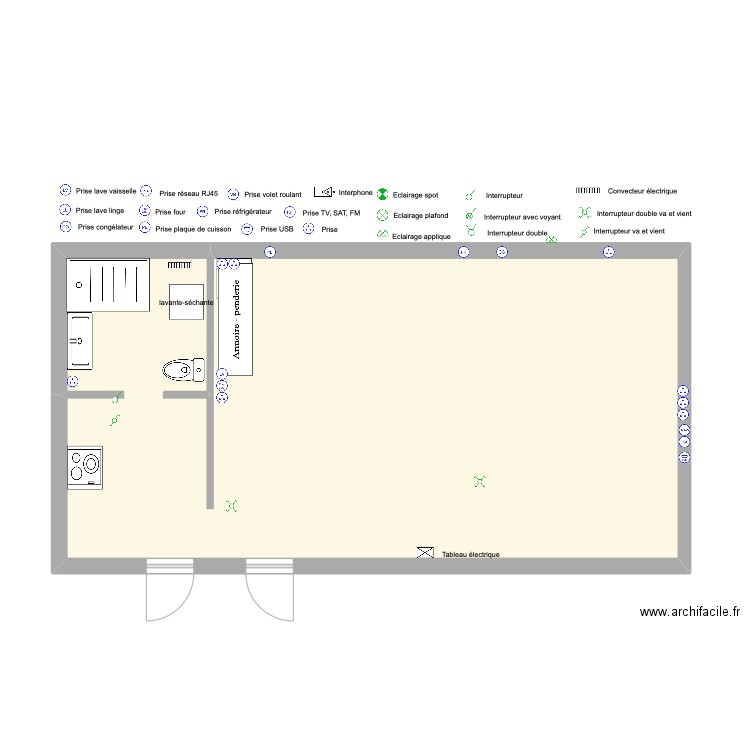 petite maison. Plan de 1 pièce et 52 m2