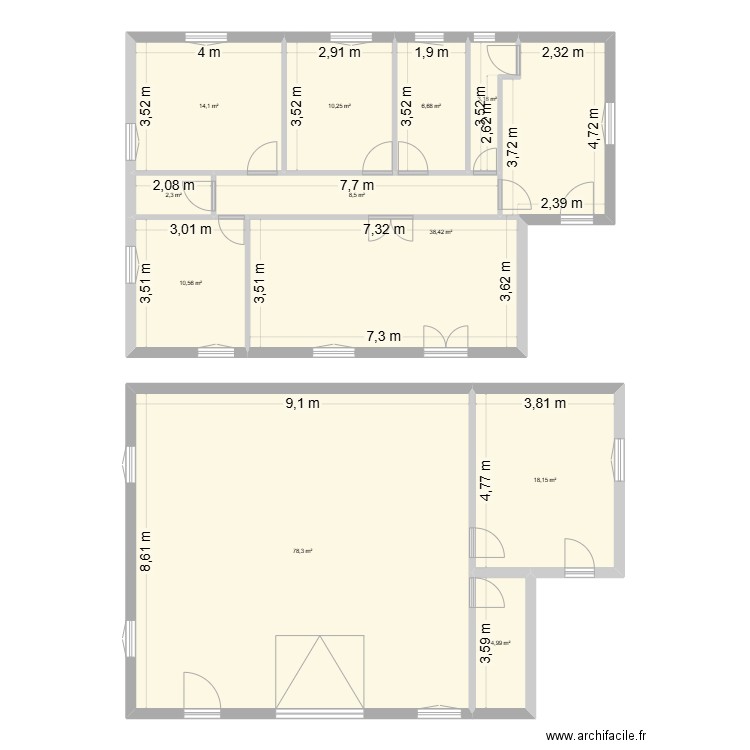 Cuisine 01. Plan de 11 pièces et 195 m2