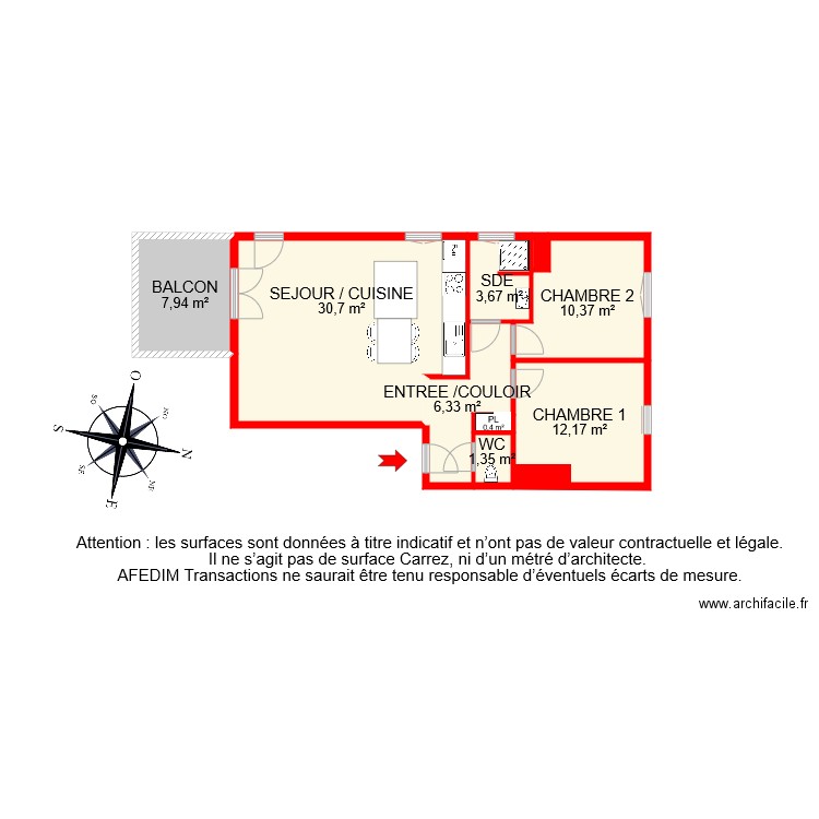 BI 8029 bis . Plan de 9 pièces et 73 m2