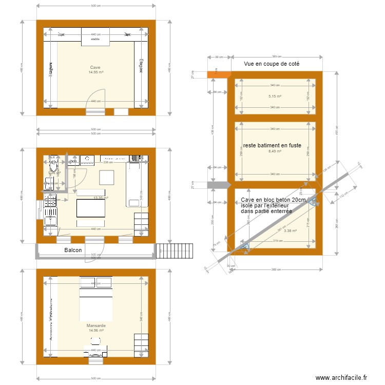 projet cabane 20m2. Plan de 0 pièce et 0 m2