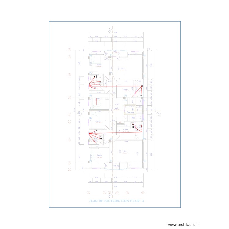 Alimentation eau chaude étage 3. Plan de 0 pièce et 0 m2