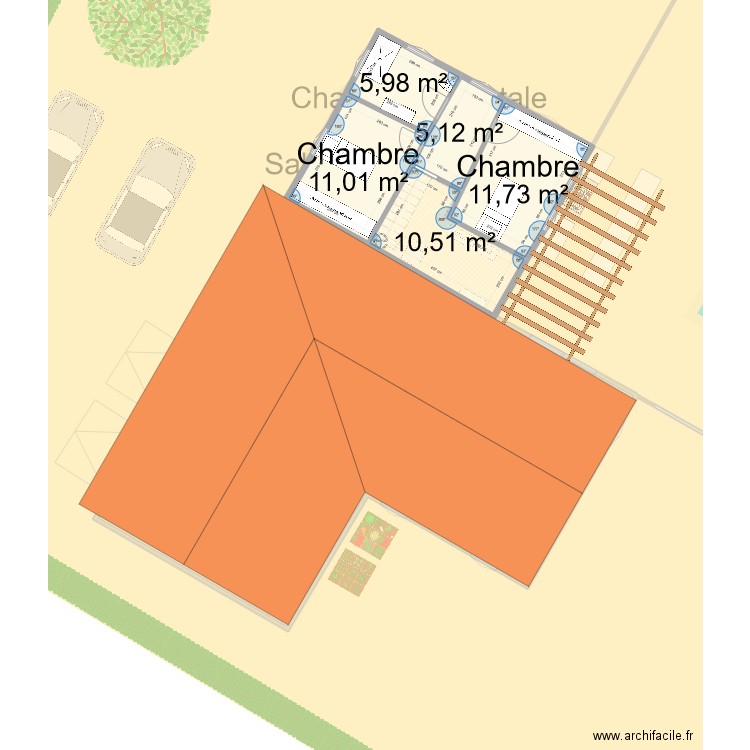 Maison MB. Plan de 14 pièces et 209 m2