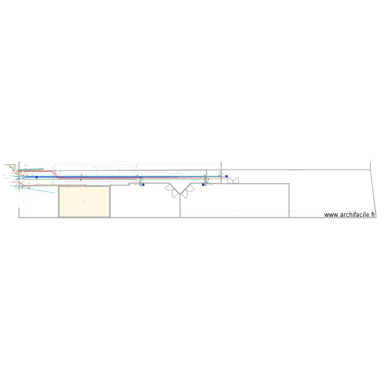 Implantation des réseaux E 1 V. Plan de 2 pièces et 118 m2