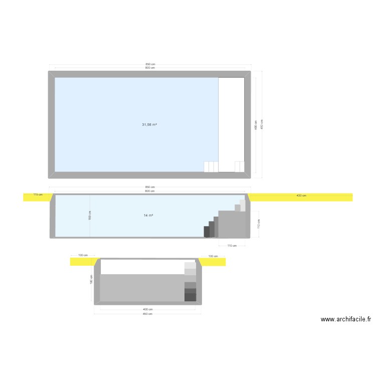 piscine plan en coupe face. Plan de 0 pièce et 0 m2