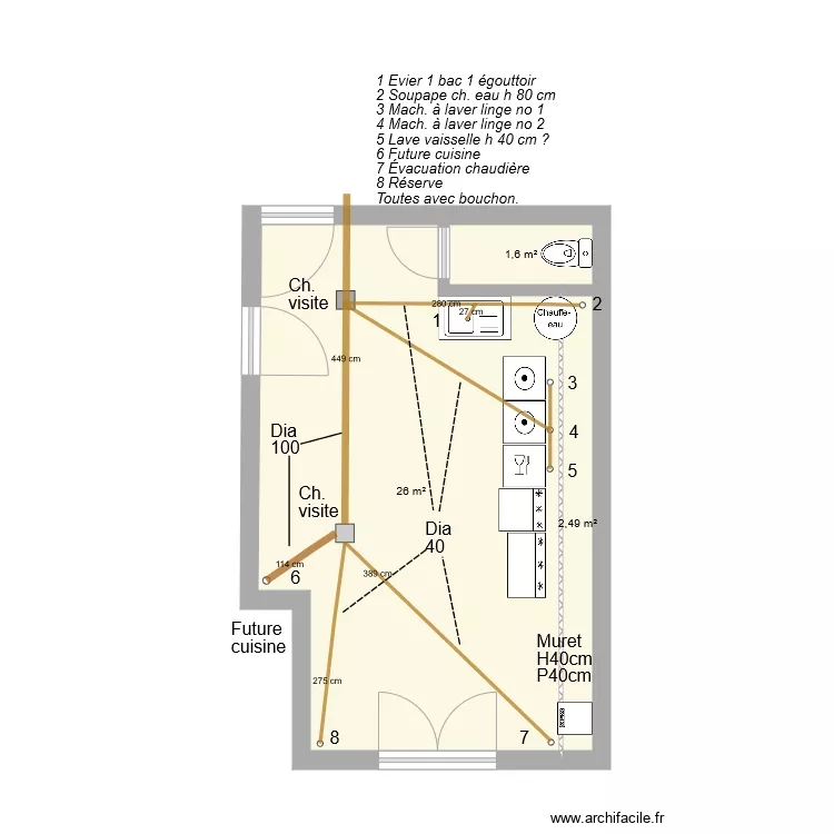 Etable evacuations. Plan de 