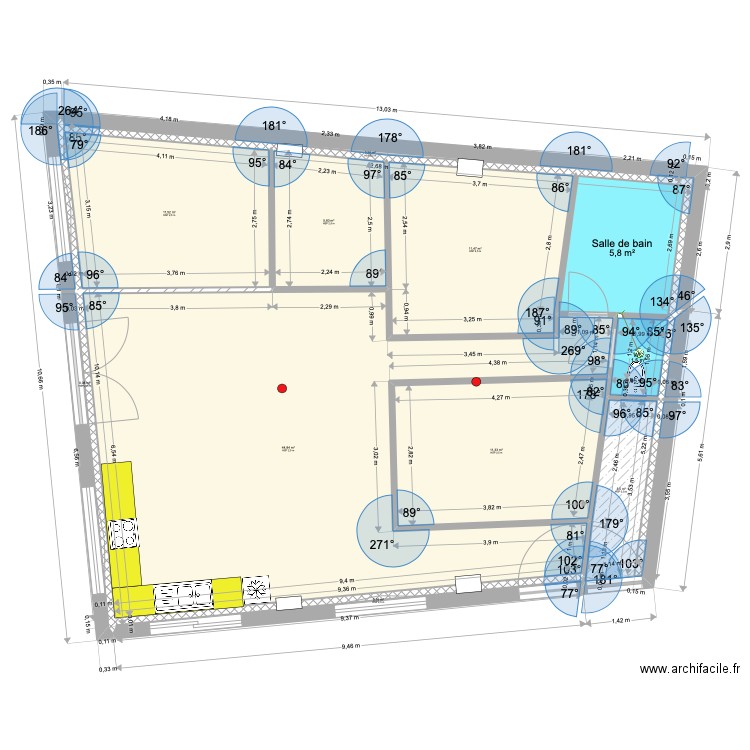 RDC MODIF. Plan de 11 pièces et 96 m2