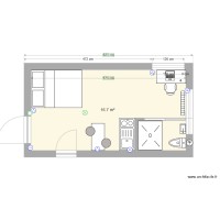 Chambre 2 KITCHENETTE ET SDB avec lit 140