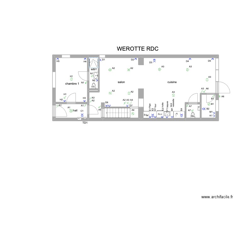WEROTTE RDC. Plan de 7 pièces et 70 m2