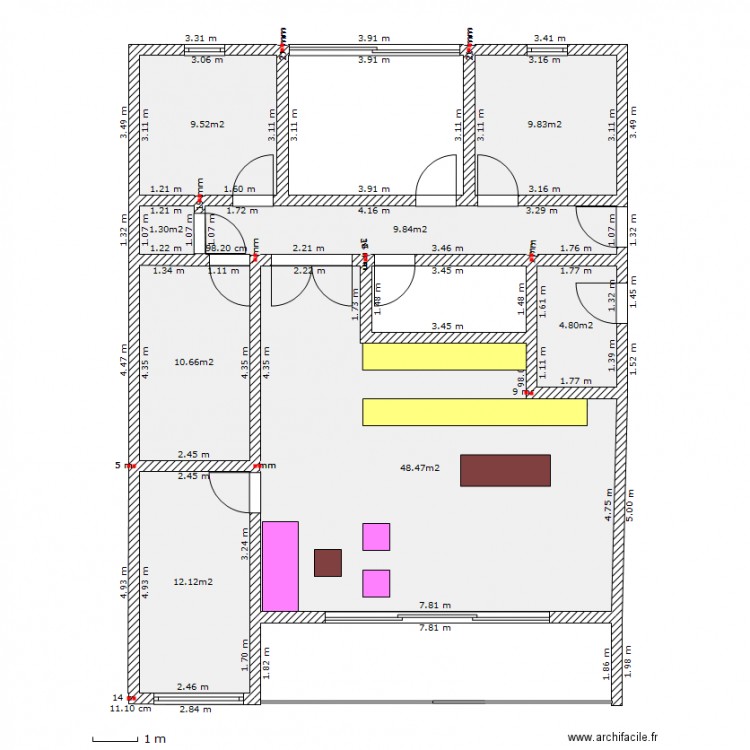 molenbeek rez 1 appart balcon. Plan de 0 pièce et 0 m2