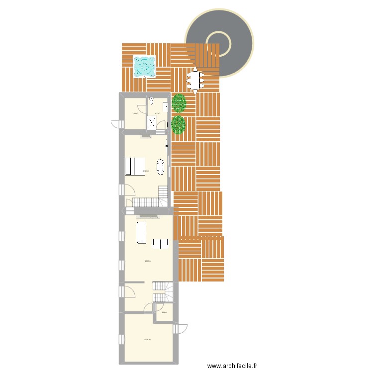 ZONZON. Plan de 6 pièces et 117 m2