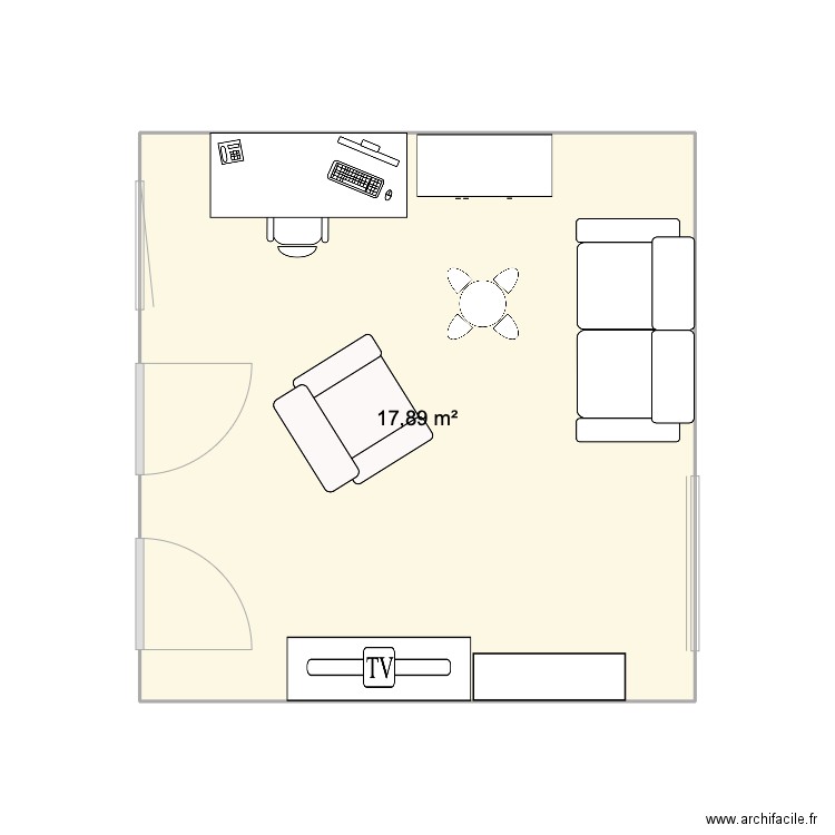 Plan N°2. Plan de 1 pièce et 18 m2