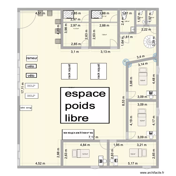 cabinet. Plan de 11 Pièces et 243 m²