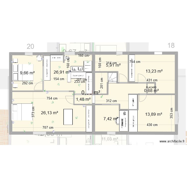 PLANV29. Plan de 17 pièces et 218 m2