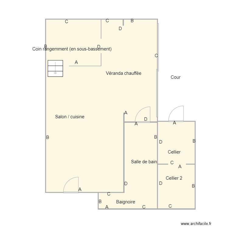 Croquis SCI DESBARRES. Plan de 2 pièces et 66 m2