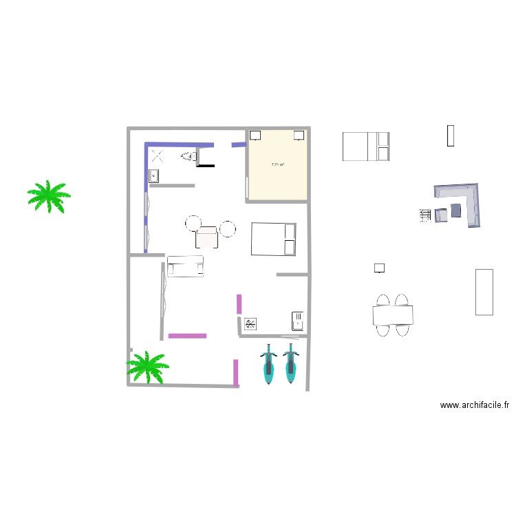 KODOK 5. Plan de 1 pièce et 8 m2