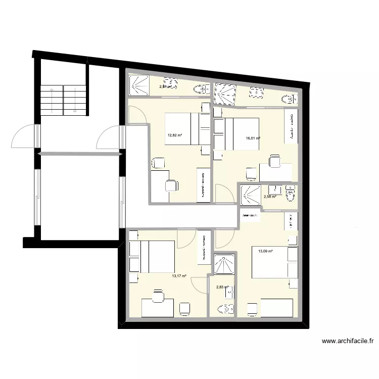 2&egrave;m D Chambres. Plan de 