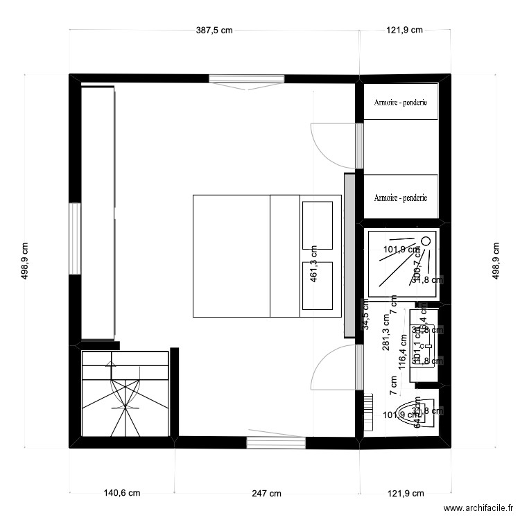 petite maison chambre. Plan de 3 pièces et 22 m2