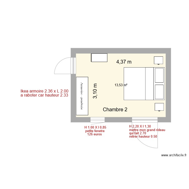 la couette chambre 2. Plan de 0 pièce et 0 m2