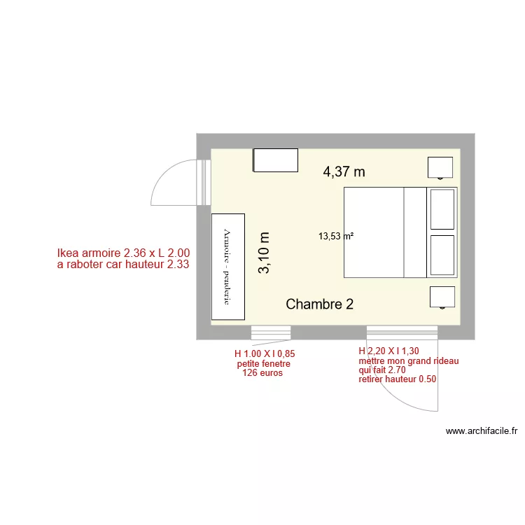 la couette chambre 2. Plan de 