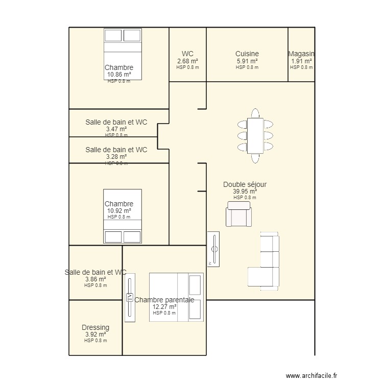 Appartement 3 chambres à coucher. Plan de 0 pièce et 0 m2