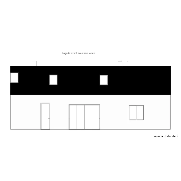 Façade avant avec baie vitrée . Plan de Façade avant avec baie vitrée . Plan de