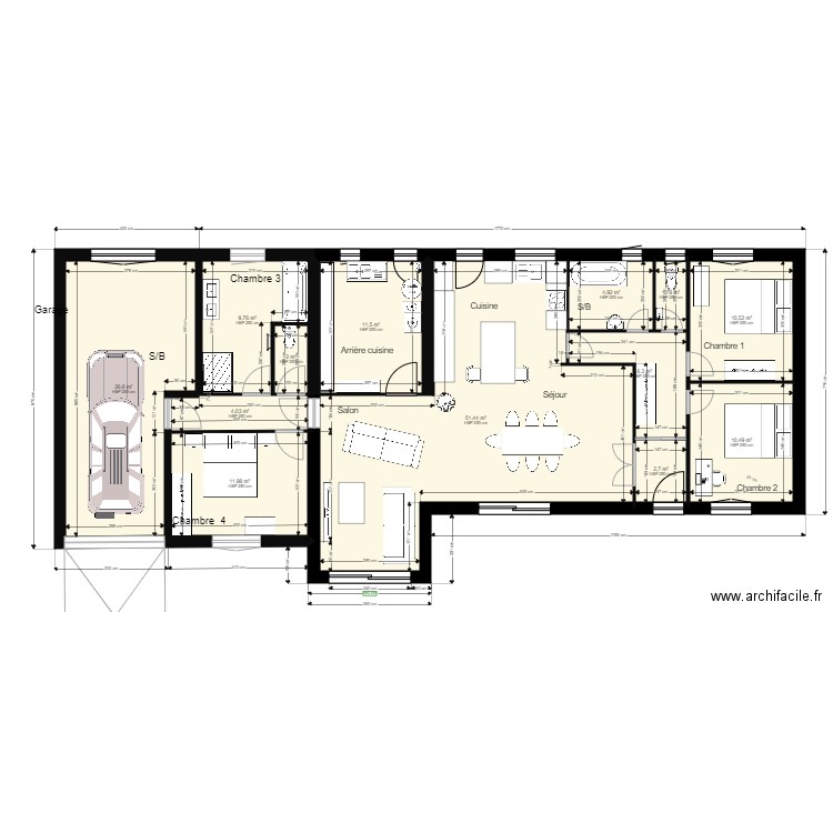 PLAN RDC PLEIN PIED 1 CH FACADE 28 08 2021. Plan de 20 pièces et 239 m2