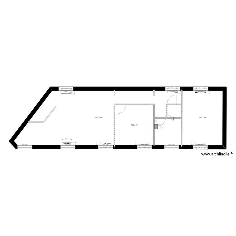 Plan 2D Laure. Plan de 3 pièces et 81 m2