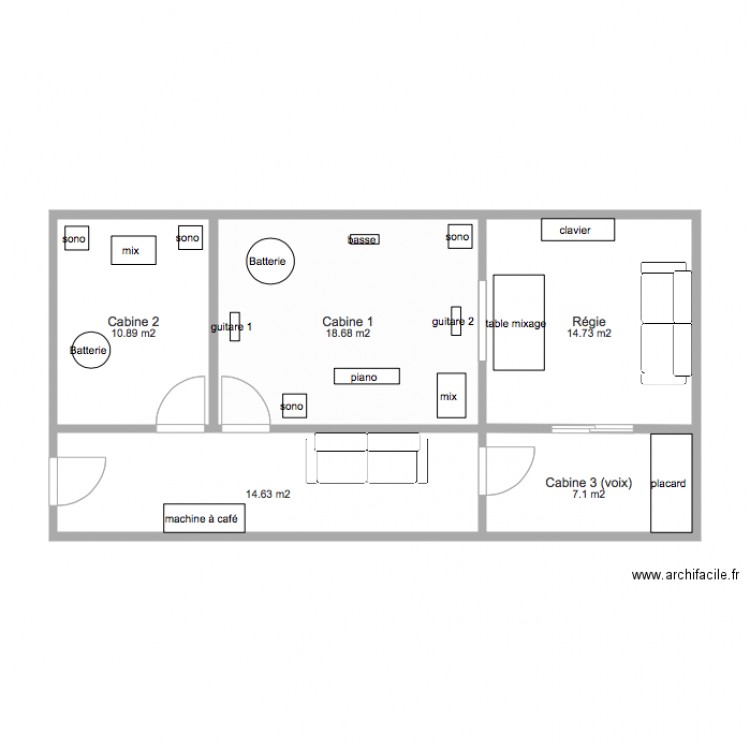 studios enregistrement. Plan de 0 pièce et 0 m2